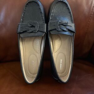 Lands’ End Black Leather Loafers